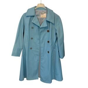 Women's London Fog Maincoats Baby Blue Trench Coat Pockets Size 16